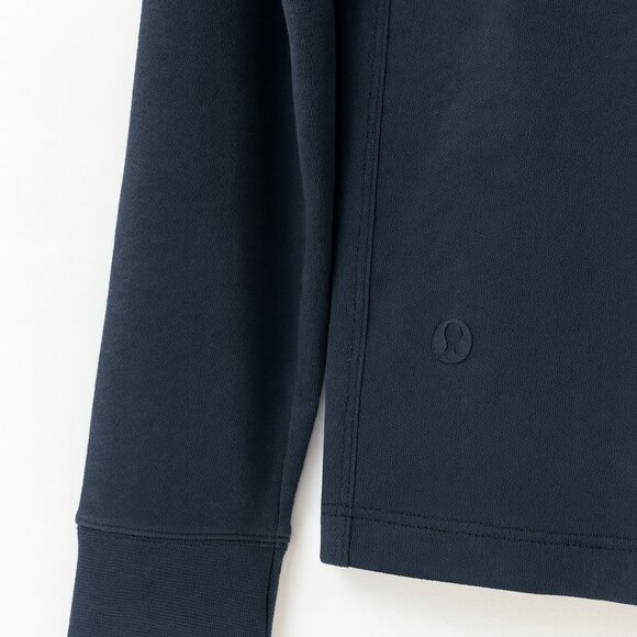 Lululemon Men’s Navy Terry Fleece Crewneck Sweatshirt w/ Side Zip Vents - Picture 2 of 5